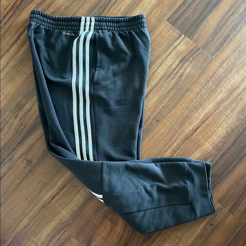 Adidas  Black Joggers with 3-White Stripes